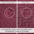 Love's cabin California King Size Quilt Bedding Set Burgundy Bedspreads - Cal King Lightweight Bedspread Comforter - Coin Pattern Coverlet for All Season - 3 Pieces (1 Quilt, 2 Pillow Shams)