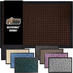 GORILLA GRIP 100% Waterproof All-Season WeatherMax Doormat, 34x58, US Designed Natural Rubber, Stain and Fade Resistant, Low Profile Indoor Outdoor Door Mats, Easy Clean Patio Mat, Coffee Squares