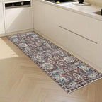 RUGSURE Washable Area Rugs - Perfect for Living Room, Bedroom, Kids Room, Nursery - Stain & Water Resistant Non-Slip, Pet & Child Friendly, Vintage Tribal Area Rugs (Rust and Bule, 2'6'' x 8')