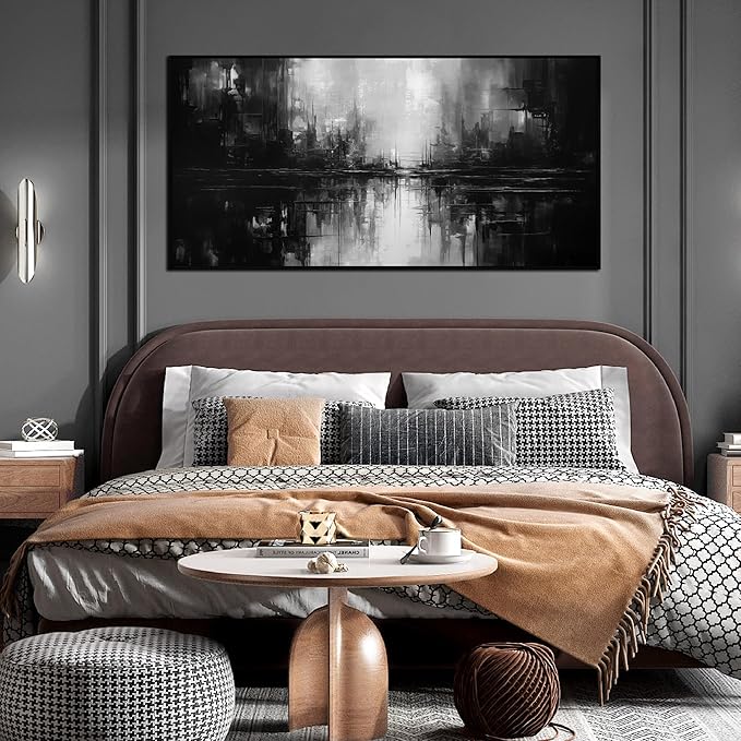 Abstract Painting Canvas Wall Art Living Room Black Wall Decor for Bedrom Home Office Decor Large Picture Frames for Wall 29 x 58 Inch