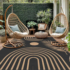 GENIMO Outdoor Rug 9' x 12' Waterproof for Patio Clearance, Reversible Lightweight Plastic Straw Camping Carpet, Large Area Rugs Mats for Rv, Backyard, Deck, Porch, Picnic, Balcony, Mix-Black & Brown