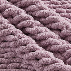 Carriediosa Chunky Knit Throw Blanket 60" X 80" Twin, 100% Hand Made Large Chenille Loop Yarn Soft Fluffy Throws for Couch Sofa Bed, Big Crochet Cozy Heavy Thick Cable Woven Blankets, Purple