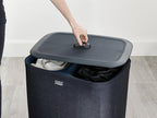 Joseph Joseph Tota 90 liter/23.8 gallon Laundry Hamper Separation Basket with lid, 2 Removable Washing Bags with Handles - Black
