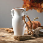 Sullivans Modern Vase with Handles, Modern Home Decor, Flower Vase, Ceramic Vases for Your Living Room, Home Office, and Kitchen, Minimalist Shelf Decor, Vases for Real or Fake Flowers (CM3125) White