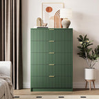 5 Drawer Dresser for Bedroom, Tall Dresser Chest of Drawers with Gold Handles, 32 Inch Wide Nightstand with for Bedroom, Living Rooms, Offices, and Entryways, Green