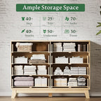 Fluted Dresser with 8 Drawers, 54" Wide Modern Chest of Drawers with Metal Handle, Wooden Dresser TV Stand, Wood Closet Clothes Storage Organizer for Bedroom, Living Room, Hallway, Natural Oak