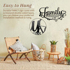 Family Sign Black Metal Wall Art Decor, Oppro Family Where Life Begins Love Never Ends Wrought Iron Wall Decorations, Hanging Plaque Letters Signs Home Decor for Living Room Bedroom Dining Room Kitchen Mother's Day Father's Day