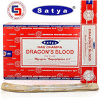 Satya Dragon Blood Incense Sticks 180 gm (15GM X 12 Pack) from Satya Sai Baba Nag Champa and Raajsee Incense Sticks Holder Bundle, Free from Chemicals,Natural Insenses