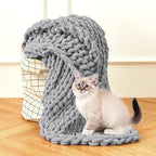 Admitrack Chunky Knit Blanket Throw, 100% Hand Knit Chenille Throw Blanket for Sofa & Home Decor, Soft and Cozy Knitted Throw Blankets (Dark Gray，51""x63""), XNR08