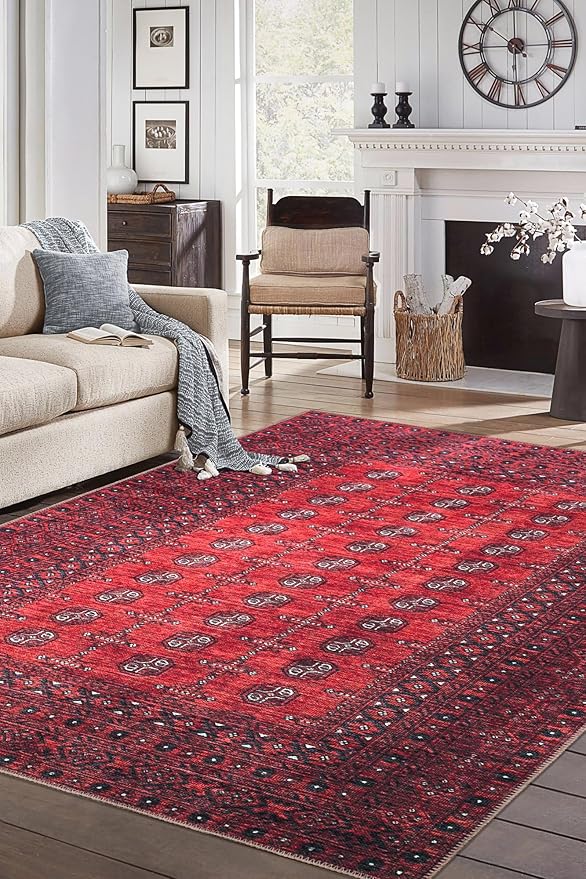 Keen Home Design 4x6 Rug - Machine Washable Area Rug with Non-Slip Backing, Ideal for Living Room, Dining Room, Bedroom - Vintage, Easy Clean, Durable, Low Pile Rug - (4' x 6')