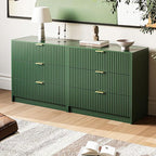Green Fluted Dresser for Bedroom, 32 Inch Wide Nightstand with Large Drawer, 3 Drawer End Table for Bedroom, Living Rooms, Offices, and Entryways