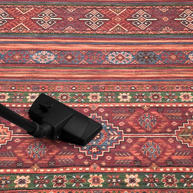 Keen Home Design 8x10 Rug - Machine Washable Area Rug with Non-Slip Backing, Ideal for Living Room, Dining Room, Bedroom - Vintage, Easy Clean, Durable, Low Pile Rug - (8' x 10')