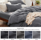 Bedsure Duvet Cover King Size with Fitted Sheet - 4 Pieces Prewashed Cotton-Like Extra Soft Bedding Set, Includes 1 Duvet Cover 104x90 Inches, 2 Pillow Shams, 1 Fitted Sheet, Dark Grey