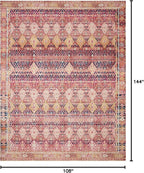 Loloi Layla Collection LAY-15 Magenta/Multi 9'-0" x 12'-0" .13" Thick Area Rug, Soft, Durable, Vintage Inspired, Distressed, Low Pile, Non-Shedding, Easy Clean, Printed, Living Room Rug