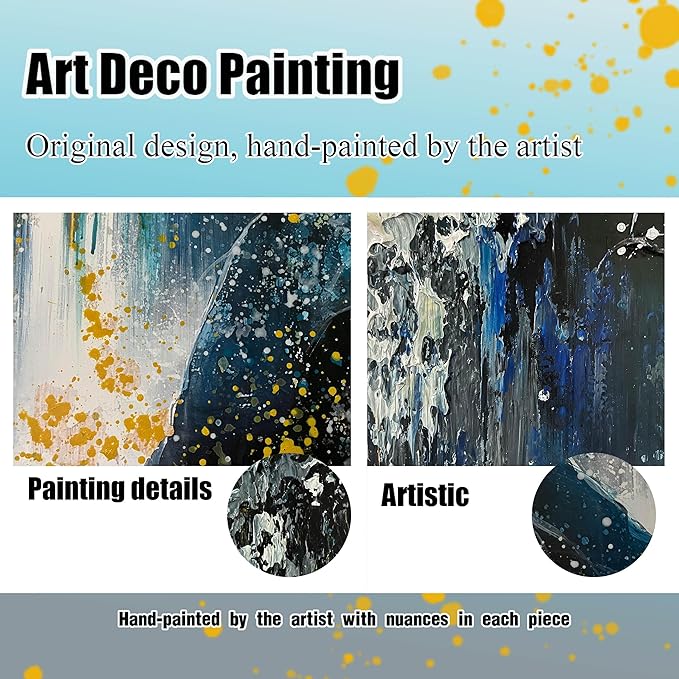 Waterfall Hand Painted Wall Art for Living Room - Mountains Wall Art for Office Decor - Landscape Big Wall Art for Living Room Size 29" x 59"