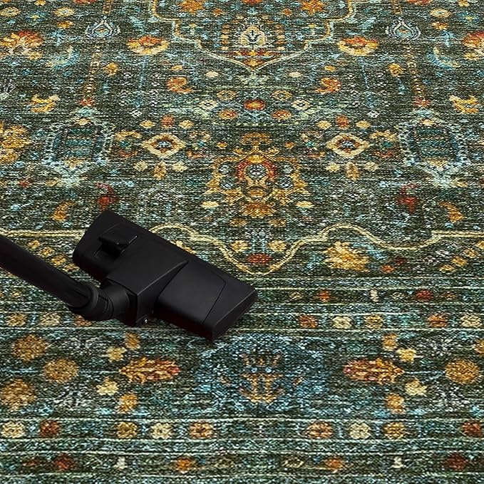 Keen Home Design 5x7 Rug - Machine Washable Area Rug with Non-Slip Backing, Ideal for Living Room, Dining Room, Bedroom - Vintage, Easy Clean, Durable, Low Pile Rug - (5' x 7')