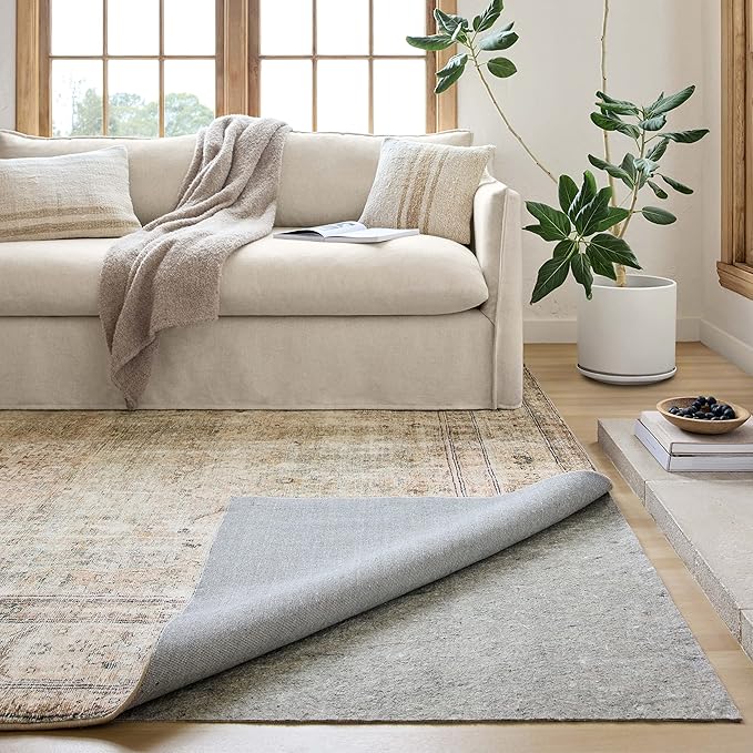 Loloi Loloi-Grip Rug Pad, FPAD2 Grey, 8'-0" x 11'-0", .13" Thick, Gray, 1/8 inch, Reversible, Soft, Cushion, Low Profile, Hardwood, Carpet, Tile, Vinyl, Linoleum, Multi Surface, Trim to fit, Rug Pad