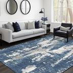 Area Rugs 8x10 for Living Room Bedroom Machine Washable Modern Abstract Soft Large Blue Rugs with Non Slip Backing, Floor Carpet for Dining Room