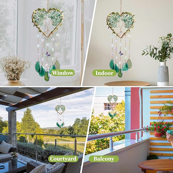 Tree of Life Dream Catchers, Dreamocean Crystal Sun Catchers Prism Hanging Heart Rainbow Suncatcher Window Wall Hangings Outdoor Garden Decor for Adults Girls