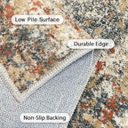 GENIMO Washable Area Rugs for Living Room, 10x12 Modern Non Slip Rugs, Low Pile Lightweight Soft Print Rug for Bedroom, Dining Room, Home Office, Multi