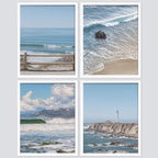 SIGNWIN Framed White Aerial View Blue Ocean Wave Beach Shore Wall Art, Set of 4 Landscape Colorful Wall Decor Prints, Nature Wilderness Wall Décor for Living Room, Bedroom - 12"x16" White