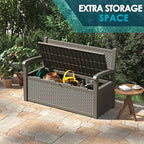70 Gallon Storage Bench Deck Box for Patio Furniture with Armrest Bench Outdoor Storage