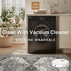 GENIMO 2X7 Hallway Runner Rug, Machine Washable Non Slip Vintage Floral Patchwork Runners, Thin Low Pile Chenille Carpet Runners for Entryway, Kitchen, Bathroom, Bedroom, Slate Gray