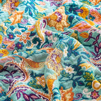 Boho Blanket Throw Quilt, 100% Cotton Soft Light Weight Throw Blankets for Summer, 90"x98" Farmhouse Flower Decorative Blankets, All Season Rustic Reversible Bohemian Throw Quilt