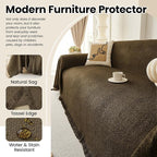 Boho Chenille Sofa Cover for 1 Cushion Couch Khaki Sofa Slipcover Water Stain Resistant Cover for Recliner Armchair Couch Washable Pet Furniture Protector, 71"x71"