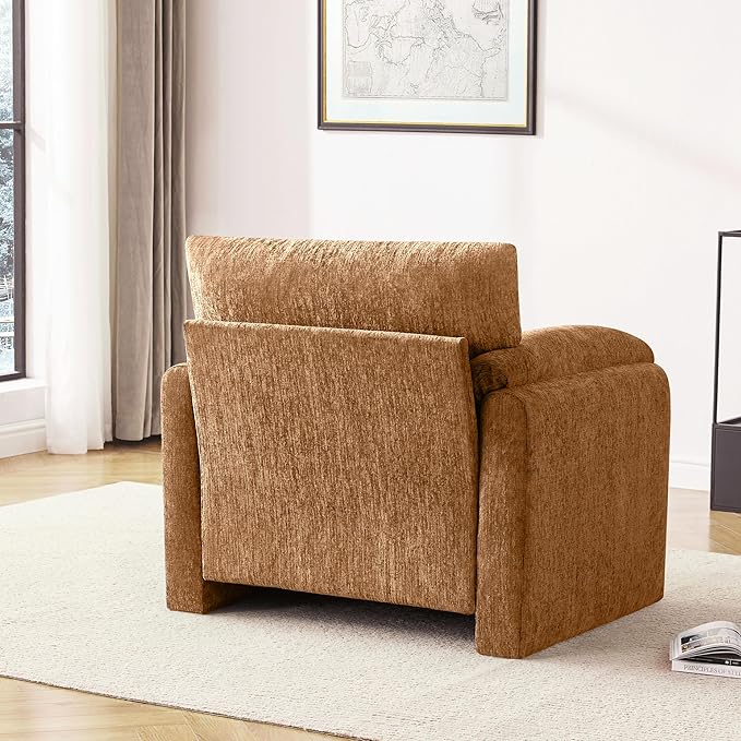 Chenille Oversized Armchair, 38.6'" Wide Accent Chairs for Living Room & Bedroom Modern Lounge Chair, Upholstered Mid-Century Reading Chair (Rustic Bronzing Cloth, 2 Pack)