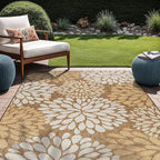 Beverly Rug Outdoor Rug 8x10 Modern Exotic Tropical Leaf Area Rugs for Indoor and Outdoor Patio Deck Porch Garden Water Resistant Washable Outside Carpet (8 x 10 Wooden)