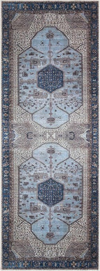 Keen Home Design 2x10 Rug - Machine Washable Runner Rug with Non-Slip Backing, Ideal for Hallway, Entryway, Kitchen, Laundry Room - Vintage, Easy Clean, Durable, Low Pile - (2'6" x 10')