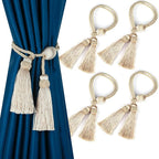Curtain Tiebacks with Tassel,Modern Rope Window Curtain Ties Backs for Draperies, Outdoor Elegant Decorative Curtain Holdbacks 4 Pack