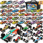 SevenQ Party Favors Toy Cars for Boys with Storage Box, 67Pcs Pull Back Race Cars Bulk, Treasure Box Toys for Classroom Goodie Bag Stocking Stuffers for Kids Toddler Vehicles Mini Fidget Toys