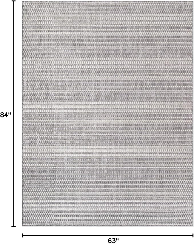 Stripe Outdoor Rug 5x7 Washable Outside Carpet for Indoor Patio Porch Waterproof Easy Cleaning Non Shedding Area Rugs Gray 5 x 7