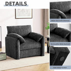 Chenille Oversized Armchair, 38.6'" Wide Accent Chairs for Living Room & Bedroom Modern Lounge Chair, Upholstered Mid-Century Reading Chair (Darkgray, 1 Pack)