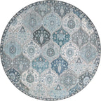 Lahome Moroccan Trellis Washable Round Area Rug, Soft Round Rugs 6ft Ultra-Thin Non-Slip, Vintage Large Circle Carpet for Bedroom Living Room Kitchen Nursery, Blue