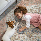 GENIMO 2x5 Runner Rugs for Hallway, Machine Washable Non Slip Vintage Rugs, Low Pile Lightweight Soft Print Rug for enrtyway, Corridor, Home Office, Kitchen, Blue Brick Red