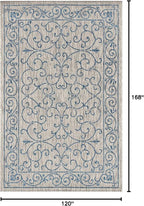 JONATHAN Y Vintage Filigree Indoor Outdoor Area Rug 10X14 Gray/Navy, Charleston Textured Weave for Backyard, Patio, Porch, Easy-Cleaning, High Traffic, Pet-Friendly, Non-Shedding (SMB106C-14)