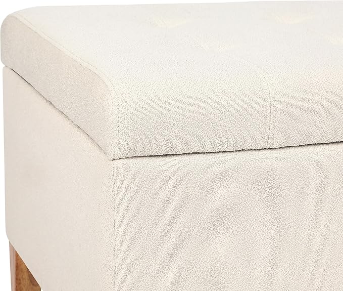 Joveco Storage Ottoman Bench, 51" Rectangle Long Bench, for Bedroom, End Foot of Bed, Living Room, Entryway, Beige