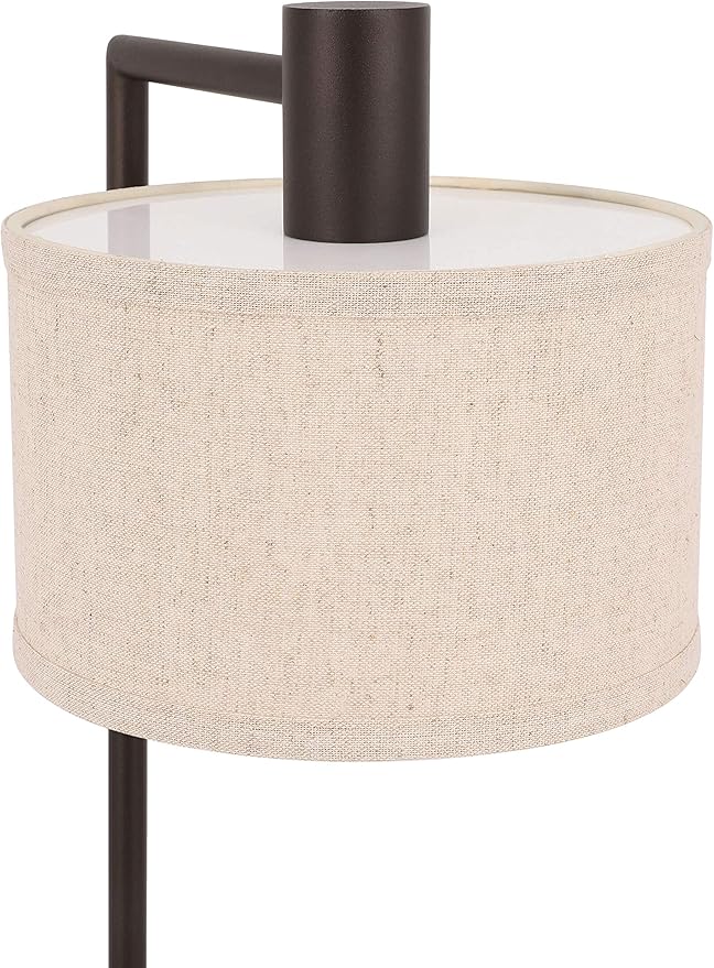 XiNBEi Lighting Table Lamp USB Desk Lamp with Fabric Shade, Modern Bedside Iron Lamp Dark Bronze Finish for Bedroom Living Room & Office XB-TL1230-DB