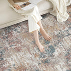 Tortania Washable 3x5 Area Rug - Modern Abstract Neutral Rugs Indoor Soft Thin Mat Non Slip Carpet for Entrance Front Door Living Room Bedroom Home Floor Decoration - Colorful Multi