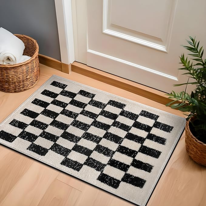 Rugshop Black and White Checkered Area Rug – High-Contrast Grid Pattern Carpet for Living Room, Bedroom, or Dorm – Trendy Contemporary Soft Floor Décor 2' x 3' Black