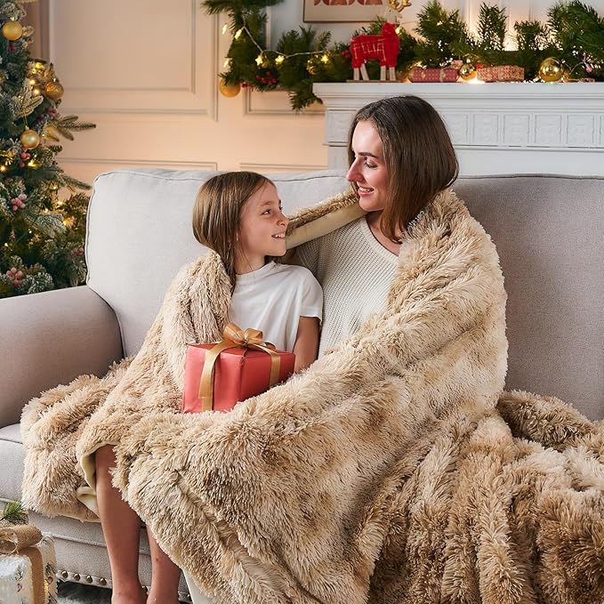 GONAAP Fuzzy Faux Fur Throw Blanket Tie-dye Beige Super Soft Cozy Plush Fuzzy Shaggy Blanket for Couch Sofa Bed (Tie-dye Beige, Throw(50"x60"))