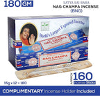 Satya Nagchampa Incense Sticks, Satya Bng (Bangalore) Insenses 15gmx12 Pack with Raajsee Incense Holder Bundle, Satya Nagchampa Natural Incense