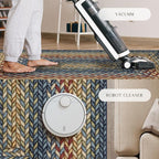 Maples Rugs Marion Bohemian Braided Design Print Area Rug – Made in USA – Low Pile, Non Slip Pet-Friendly Mat for Bedroom, Office, Living & Dining Room, 5' x 7', Multi-Color