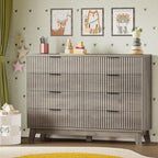 53" Tall Dresser for Bedroom, 8-Drawer Fluted Chest of Drawers, Modern Wood Highboy with Metal Slides and Handles, Anti-Tip Kit, Vertical Clothes Storage Organizer for Apartment, Closet