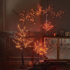 LITBLOOM Halloween Tree with Lights Plug in 4FT 150 Orange Fairy Lights, Lighted Black Spooky Tree for Indoor Outdoor Home Fall Halloween Decoration