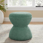 VANOMi Multi-Functional Boucle Ottoman, Vanity Stool Chair, Sturdy Wooden Footstool, Suitable for Living Room, Bedroom, and Entryway, Without Installation, Green