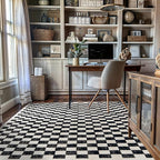 Rugshop Black and White Checkered Area Rug – High-Contrast Grid Pattern Carpet for Living Room, Bedroom, or Dorm – Trendy Contemporary Soft Floor Décor 5' x 7' Black